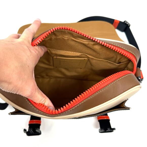 Coach Track Crossbody In Colorblock With Coach Stamp Steam Beige Leather CH106 - Picture 4 of 8